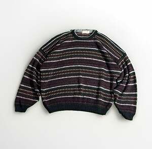 Vintage Acrylic Bugle Boy Men's Multicolor Crewneck Knit Sweater Sz XL